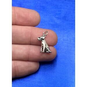 Sterling Silver Sitting Labrador Dog Charm, Silver Sitting Labrador Dog Charm